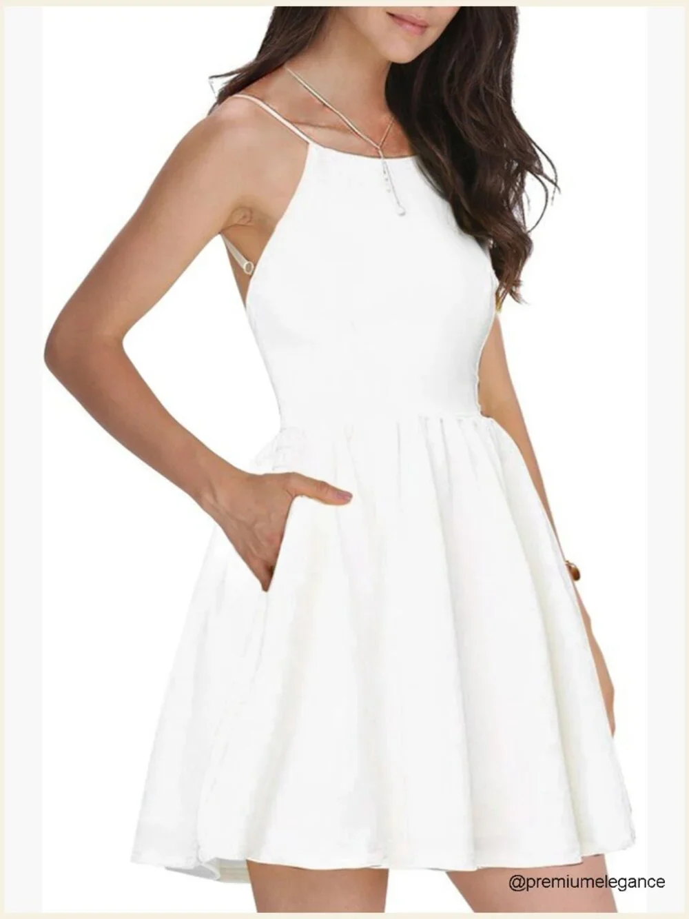 Spaghetti Strap Backless Mini Dress A-Line Cocktail Party Casual - Picture 6 of 6